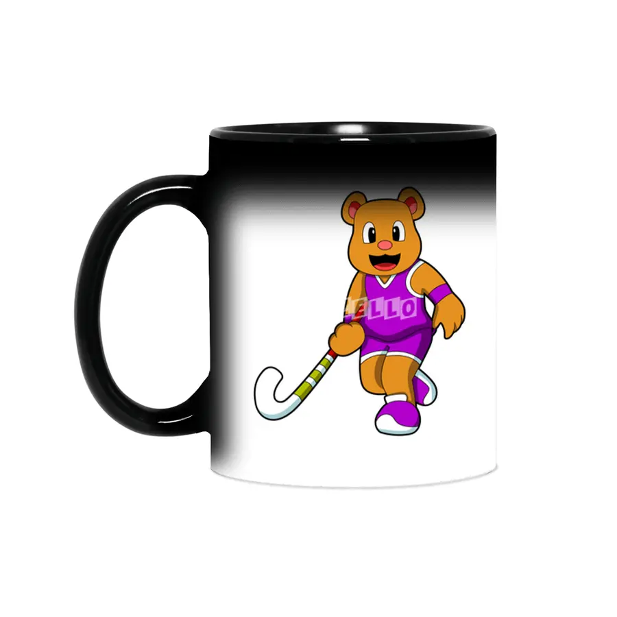 Bear at Hockey with Hockey stick Sihirli Kupa