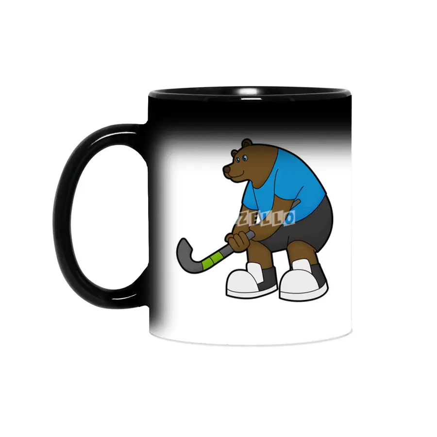 Bear at Hockey with Hockey stick Sihirli Kupa