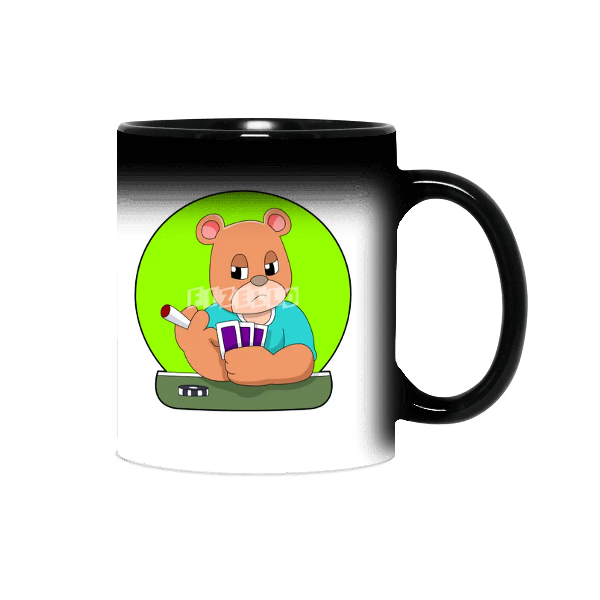 Bear at Poker with Cards & Poker chip Sihirli Kupa