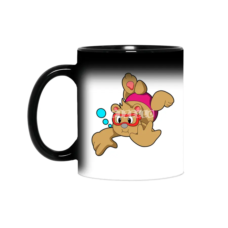 Bear at Swimming with Swimming goggles Sihirli Kupa
