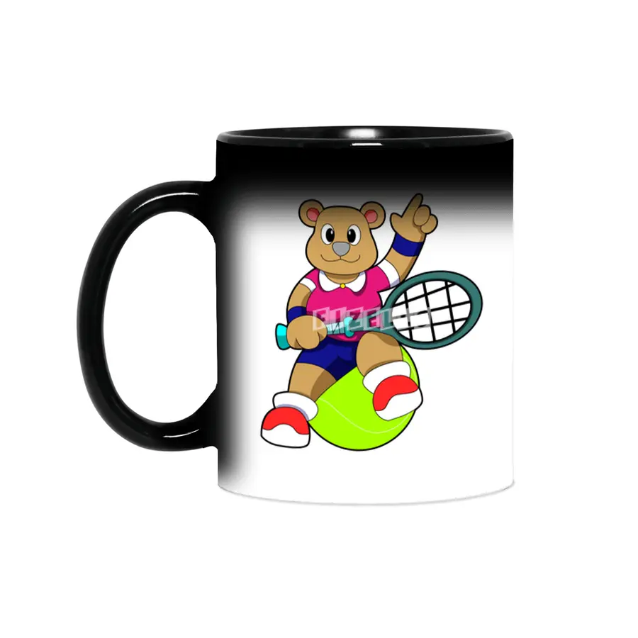 Bear at Tennis with Tennis racket & Tennis ball Sihirli Kupa