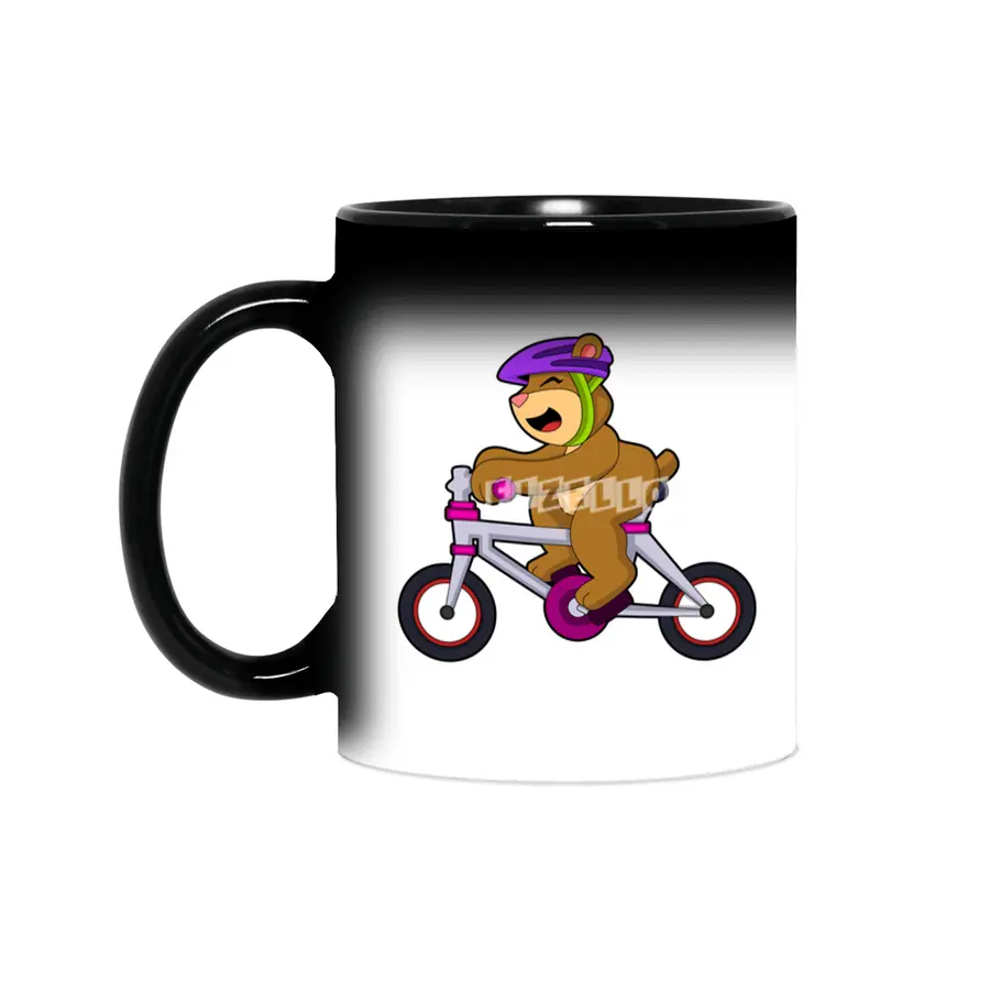 Bear with Bicycle & Helmet Sihirli Kupa