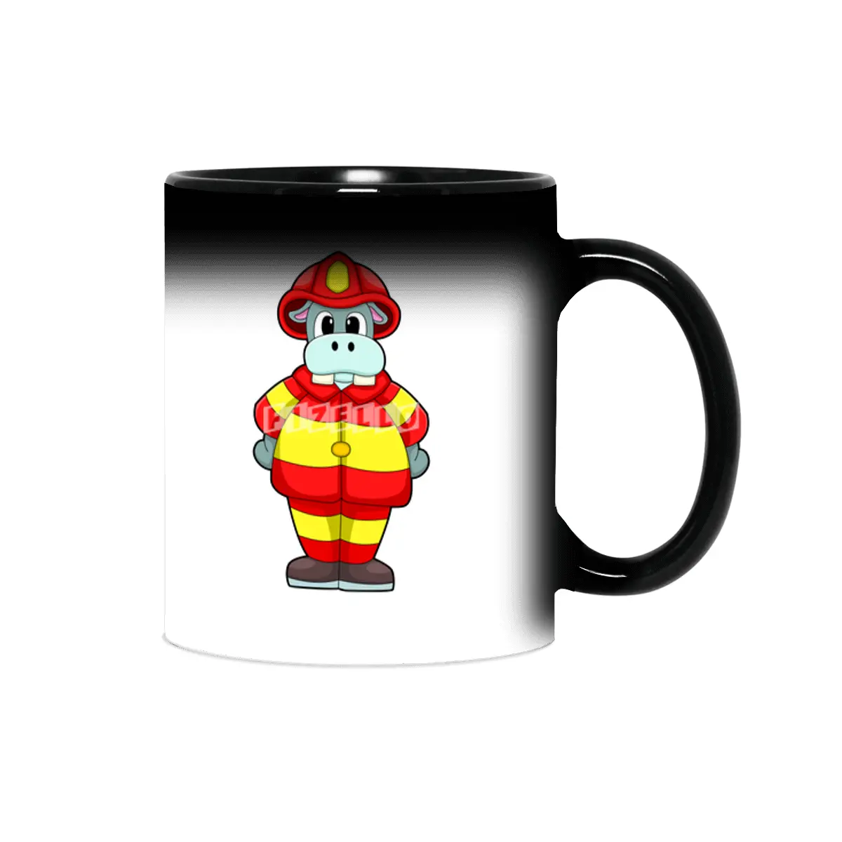 Hippo as Firefighter at Fire department with Hat Sihirli Kupa