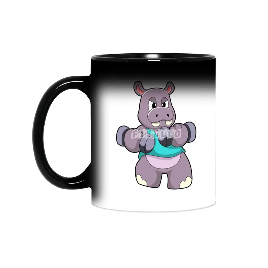 Hippo at Bodybuilding with Dumbbells Sihirli Kupa