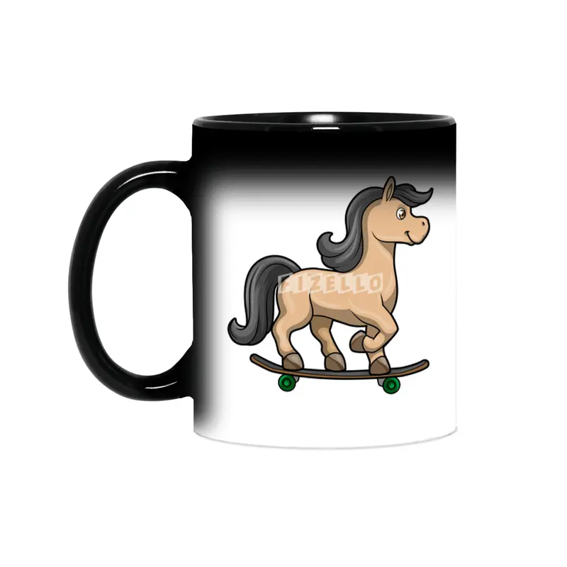 Horse as Skater with Skateboard Sihirli Kupa