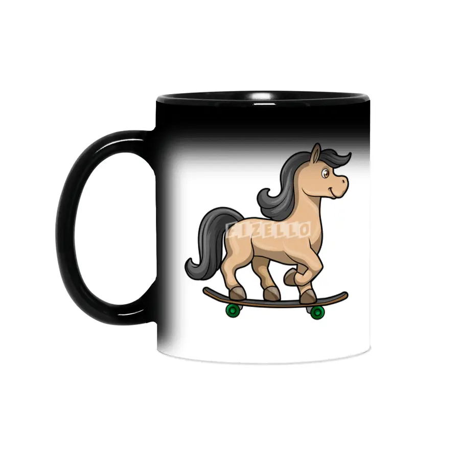 Horse as Skater with Skateboard Sihirli Kupa