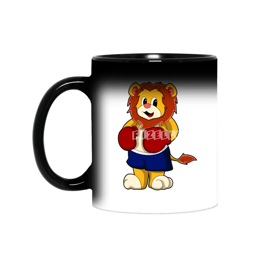 Lion as Boxer with Boxing gloves Sihirli Kupa
