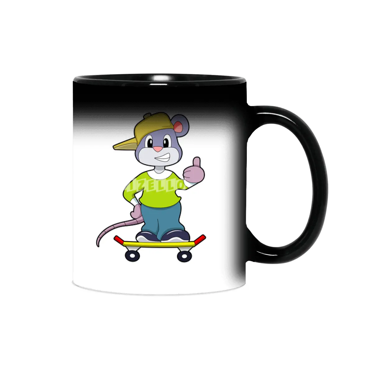 Mouse as Skater with Skateboard Sihirli Kupa