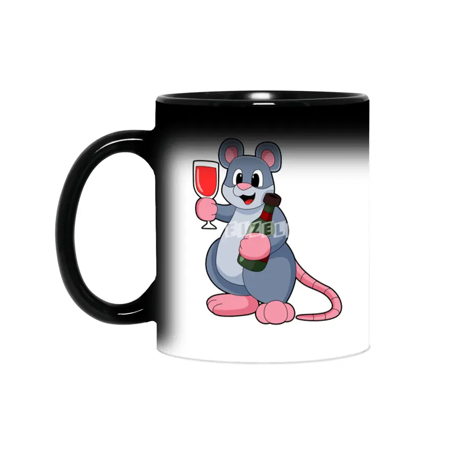 Mouse with Glass of Wine & Bottle Wine Sihirli Kupa
