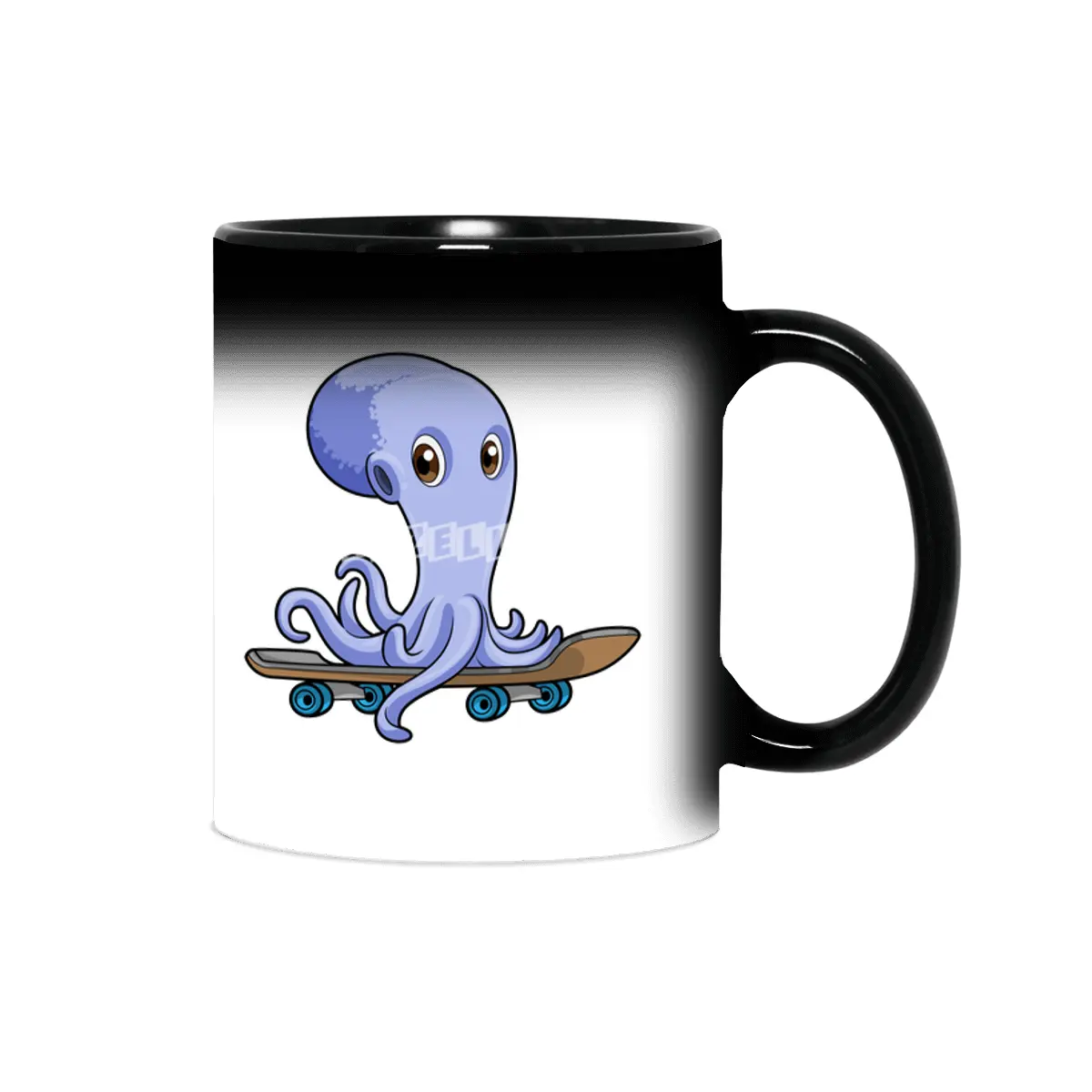 Octopus as Skater with Skateboard Sihirli Kupa