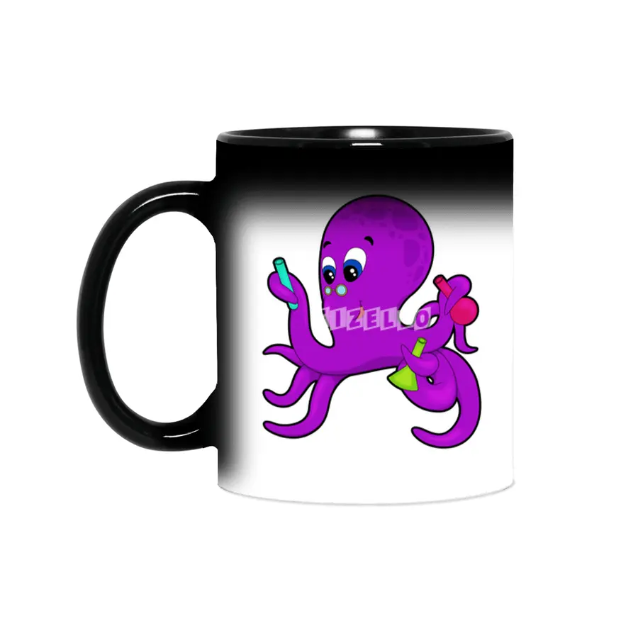 Octopus as Teacher with Laboratory equipment Sihirli Kupa