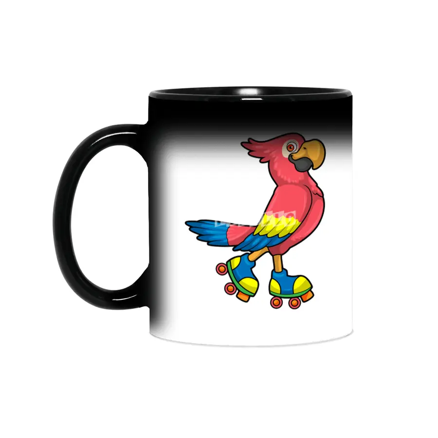 Parrot as Skater with Roller skates Sihirli Kupa