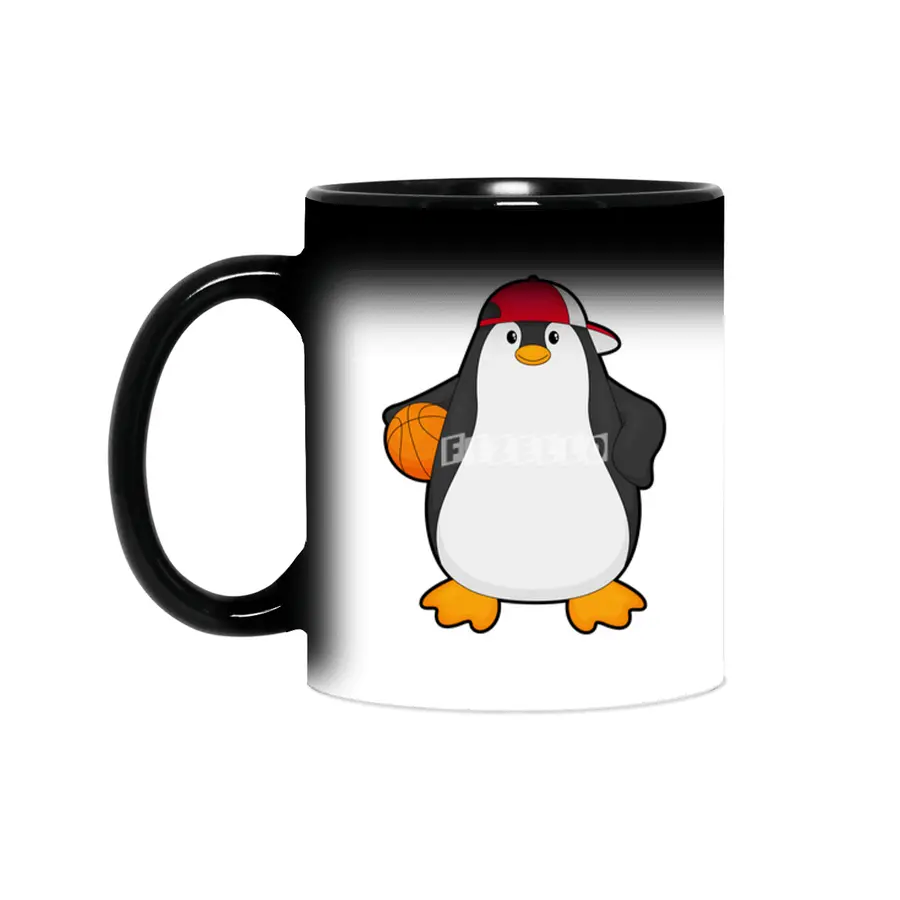 Penguin as Basketball player with Basketball ball Sihirli Kupa