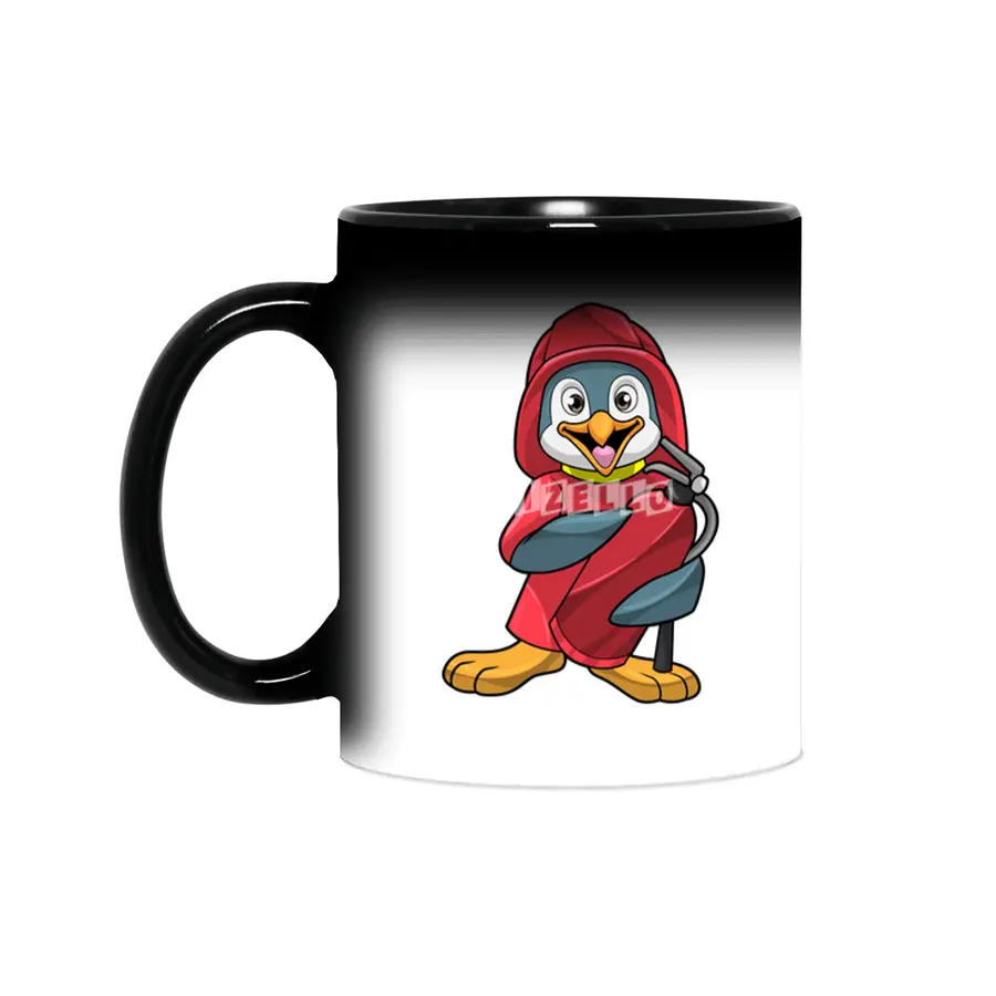 Penguin as Firefighter with Fire extinguisher Sihirli Kupa