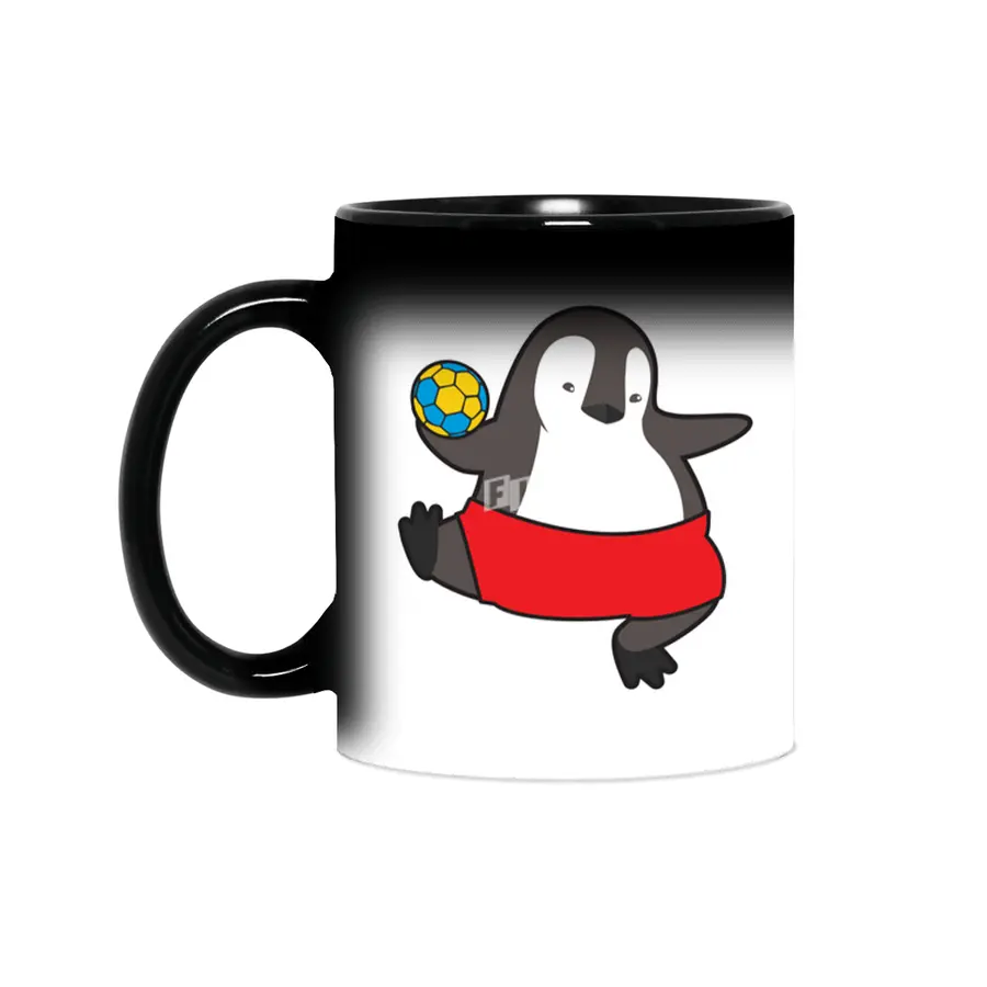 Penguin as Handball player with Handball Sihirli Kupa