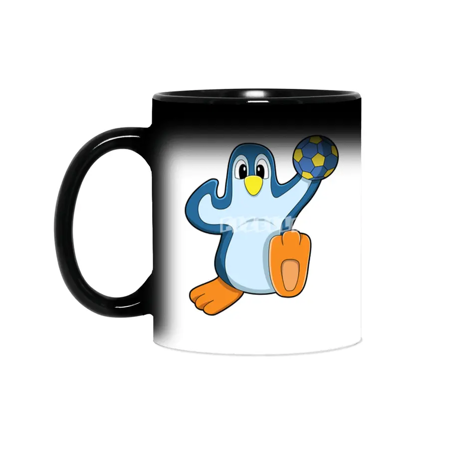 Penguin as Handball player with Handball Sihirli Kupa