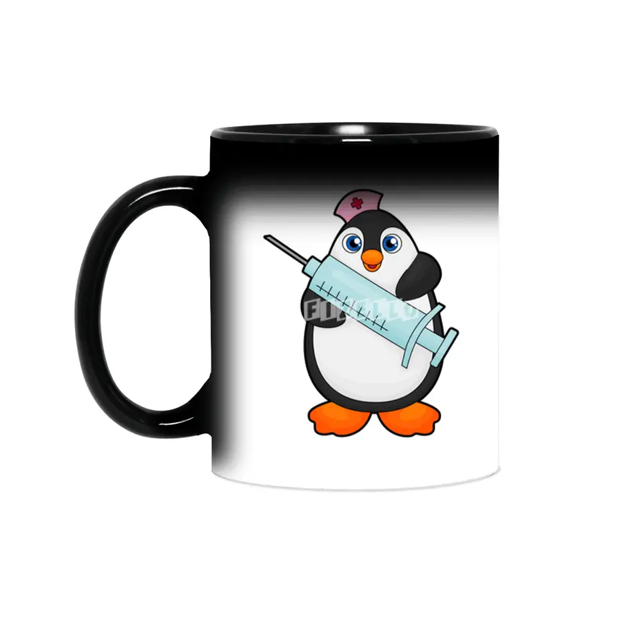 Penguin as Nurse at Vaccination with Syringe Sihirli Kupa