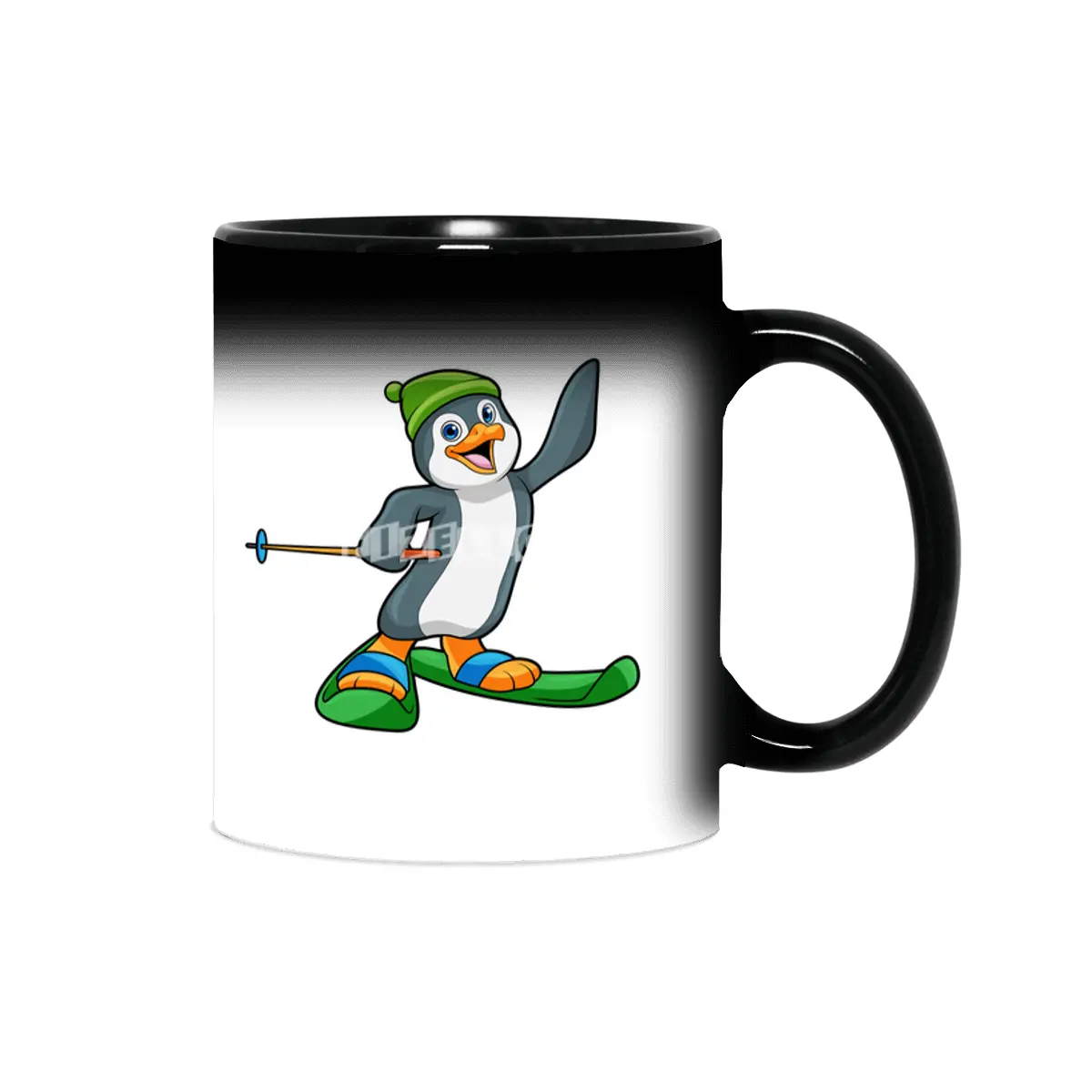 Penguin as Skier with Ski & Cap Sihirli Kupa