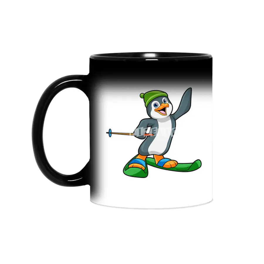 Penguin as Skier with Ski & Cap Sihirli Kupa