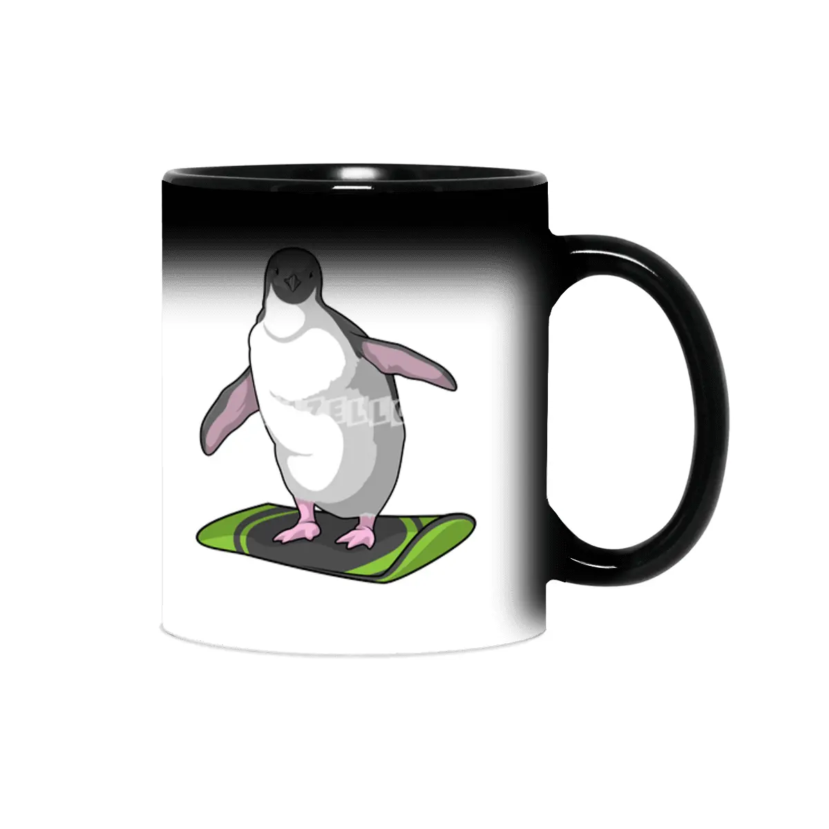 Penguin as Snowboarder with Snowboard Sihirli Kupa
