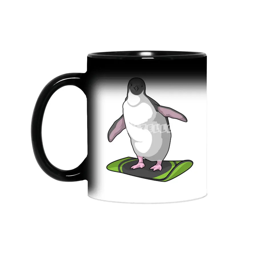 Penguin as Snowboarder with Snowboard Sihirli Kupa