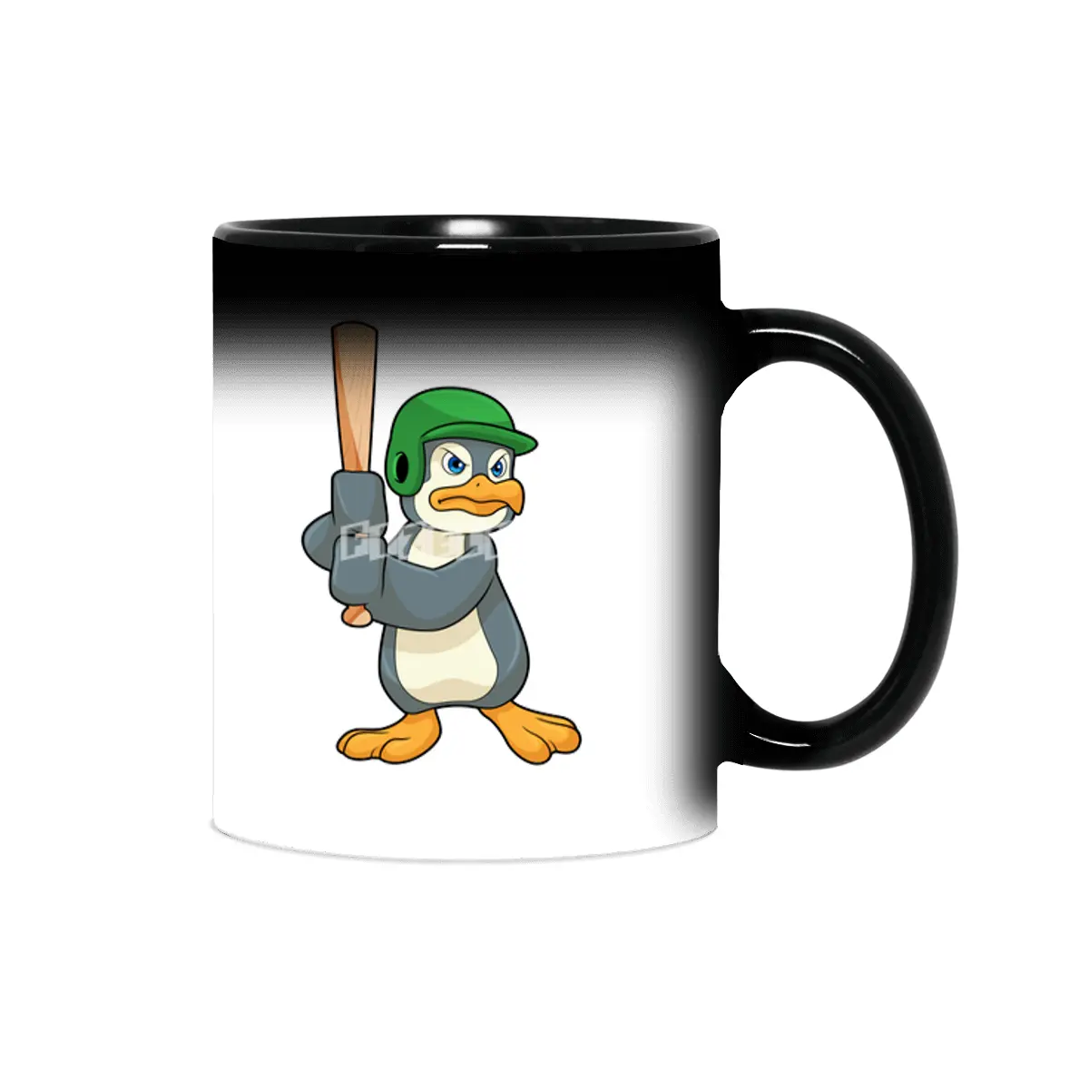 Penguin at Baseball with Baseball bat & Helmet Sihirli Kupa