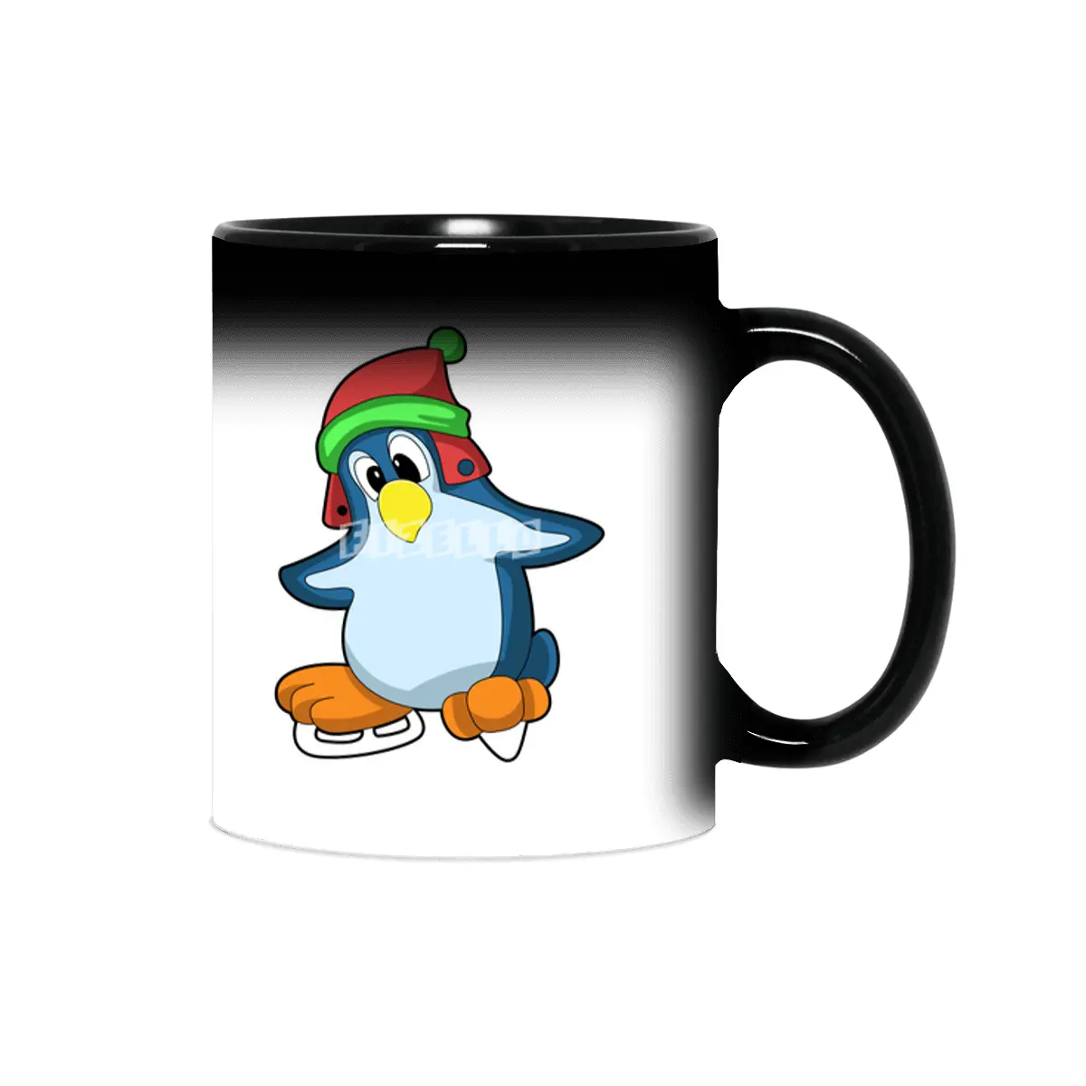 Penguin at Ice skating with Ice skates Sihirli Kupa