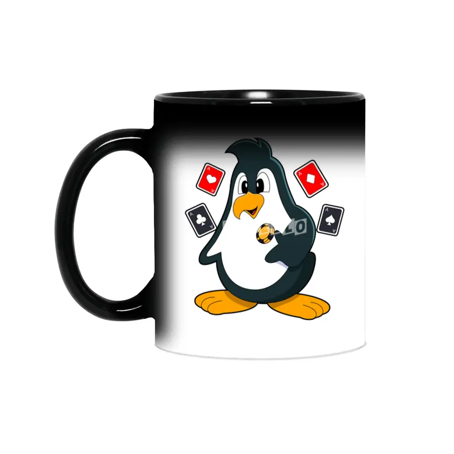 Penguin at Poker with Poker cards Sihirli Kupa