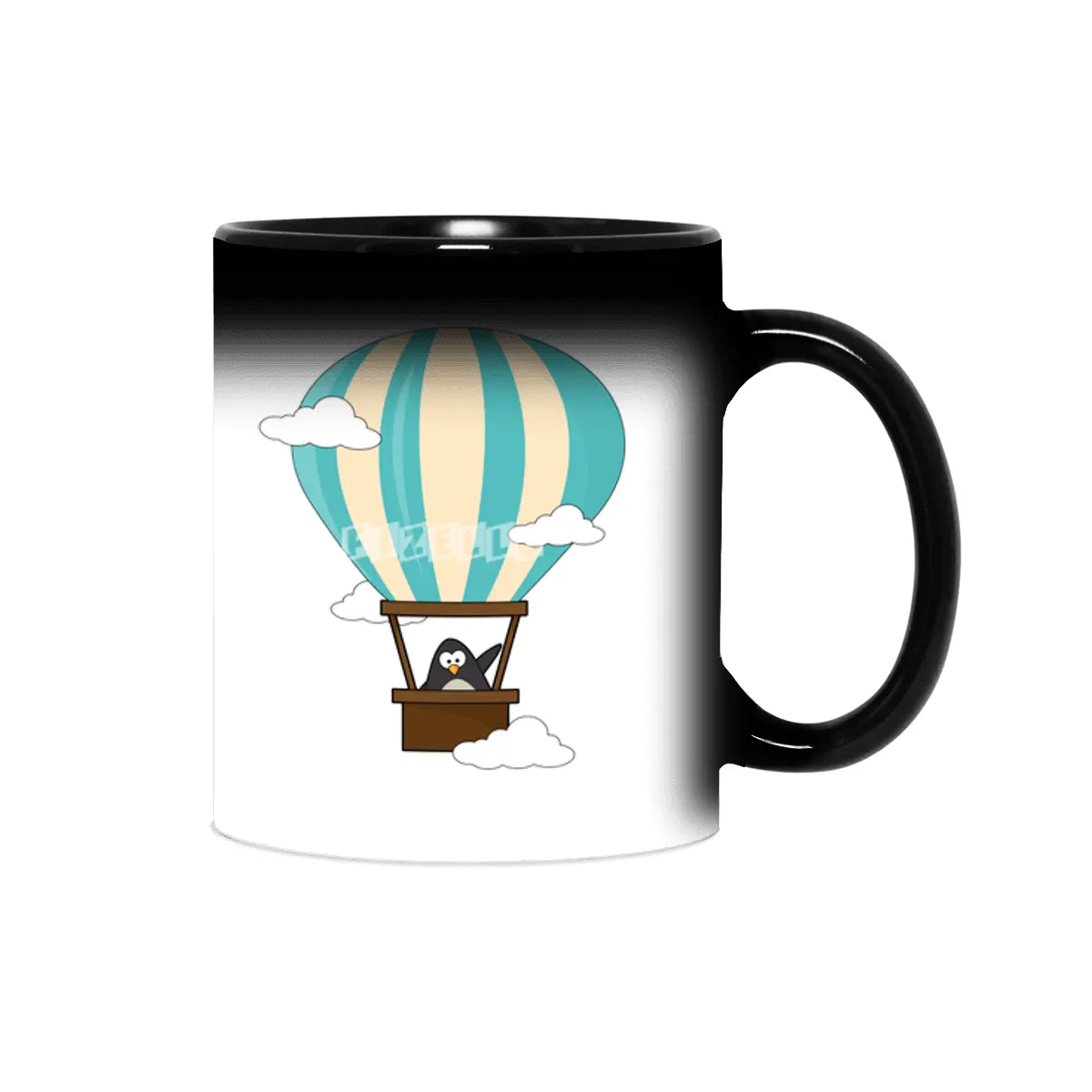 Penguin in Hot air balloon & Clouds Sihirli Kupa