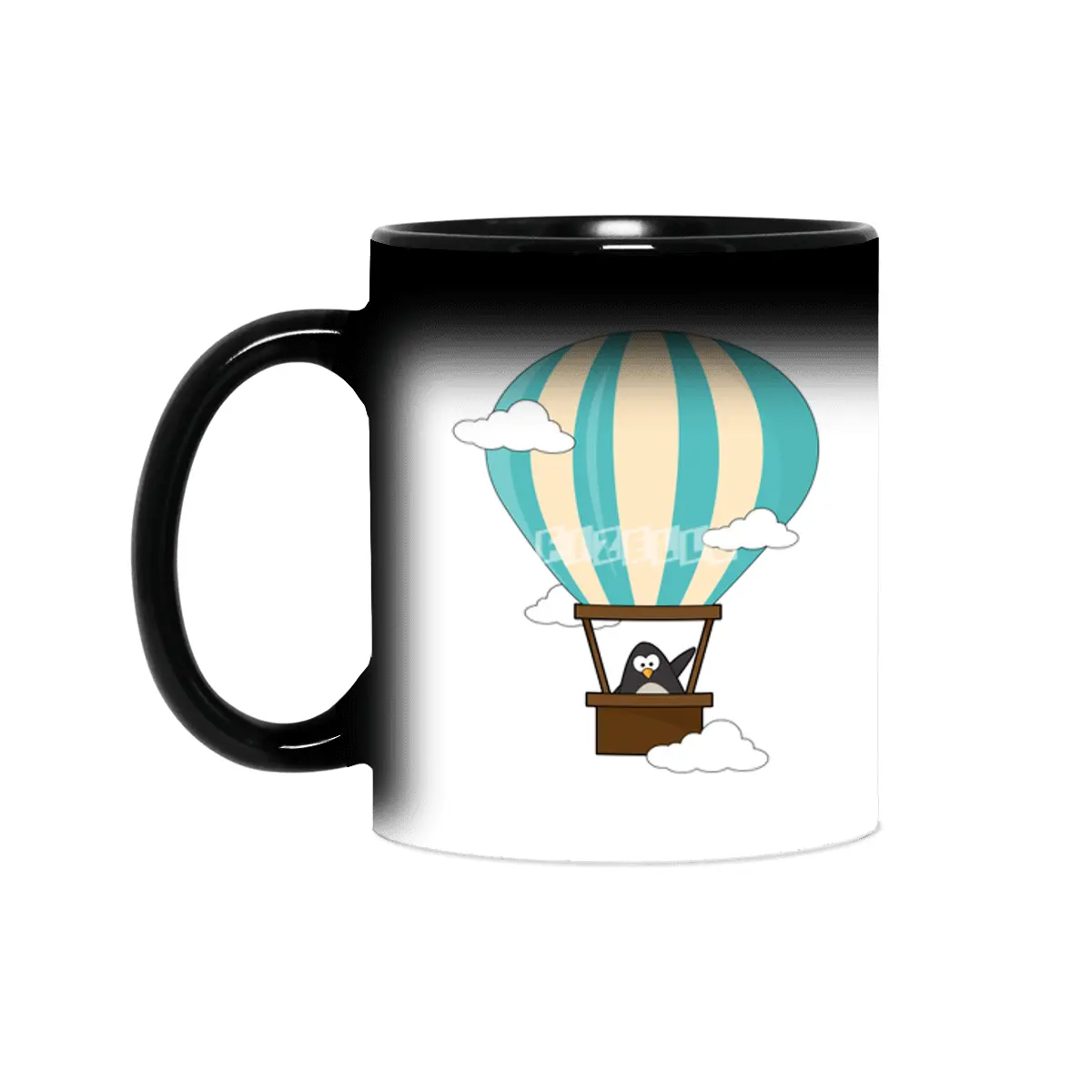 Penguin in Hot air balloon & Clouds Sihirli Kupa