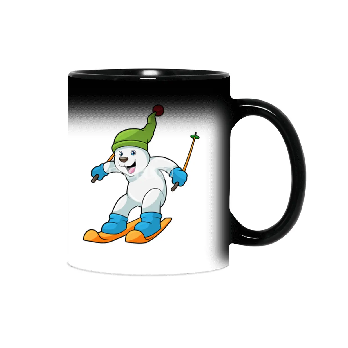 Polar bear as Skier with Ski & Bobble hat Sihirli Kupa