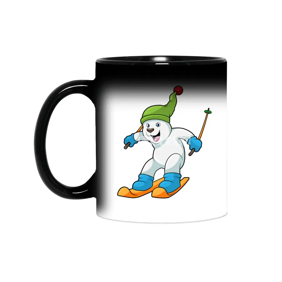 Polar bear as Skier with Ski & Bobble hat Sihirli Kupa