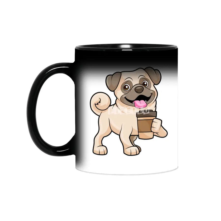Pug with Coffee to go Sihirli Kupa