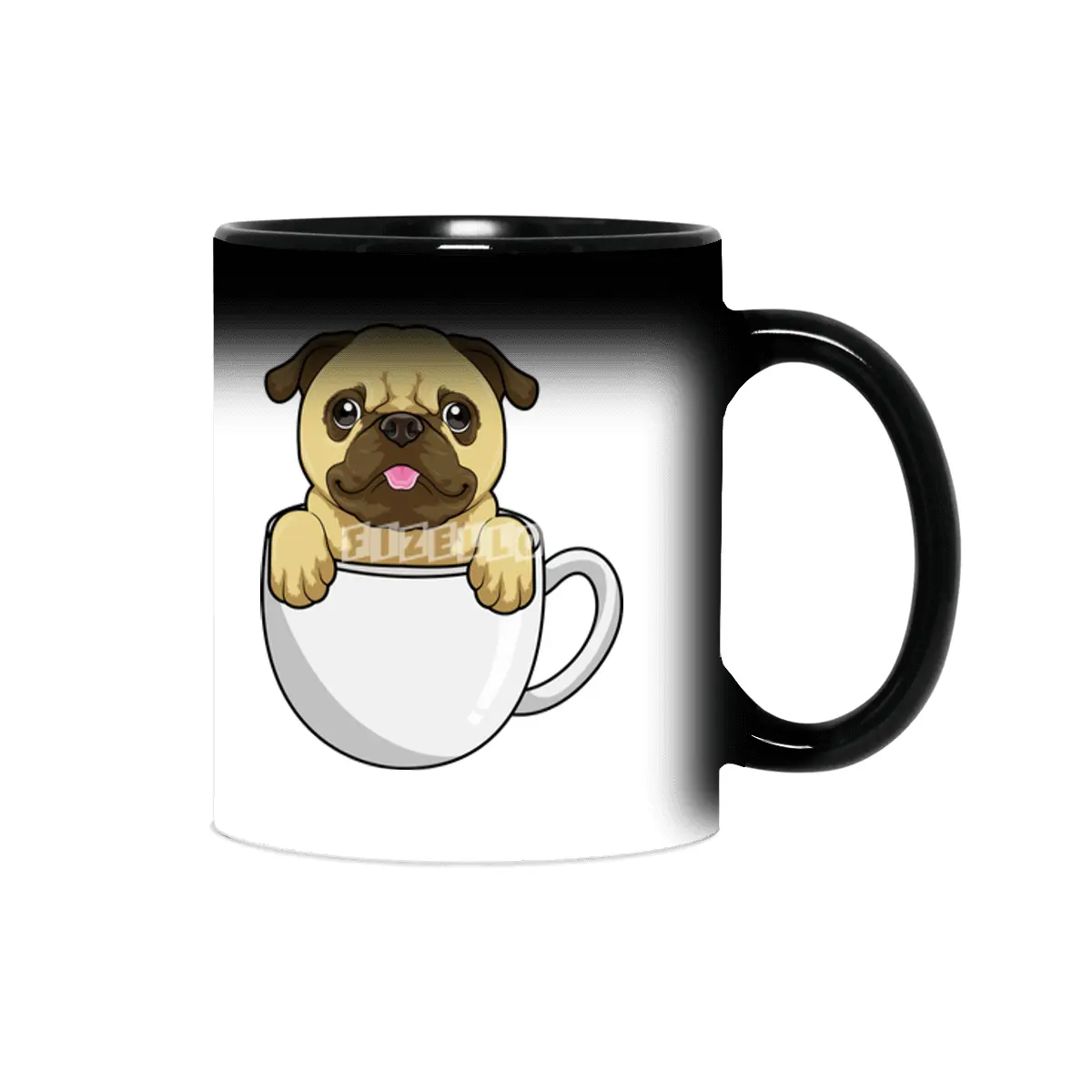 Pug with Cup of Coffee Sihirli Kupa