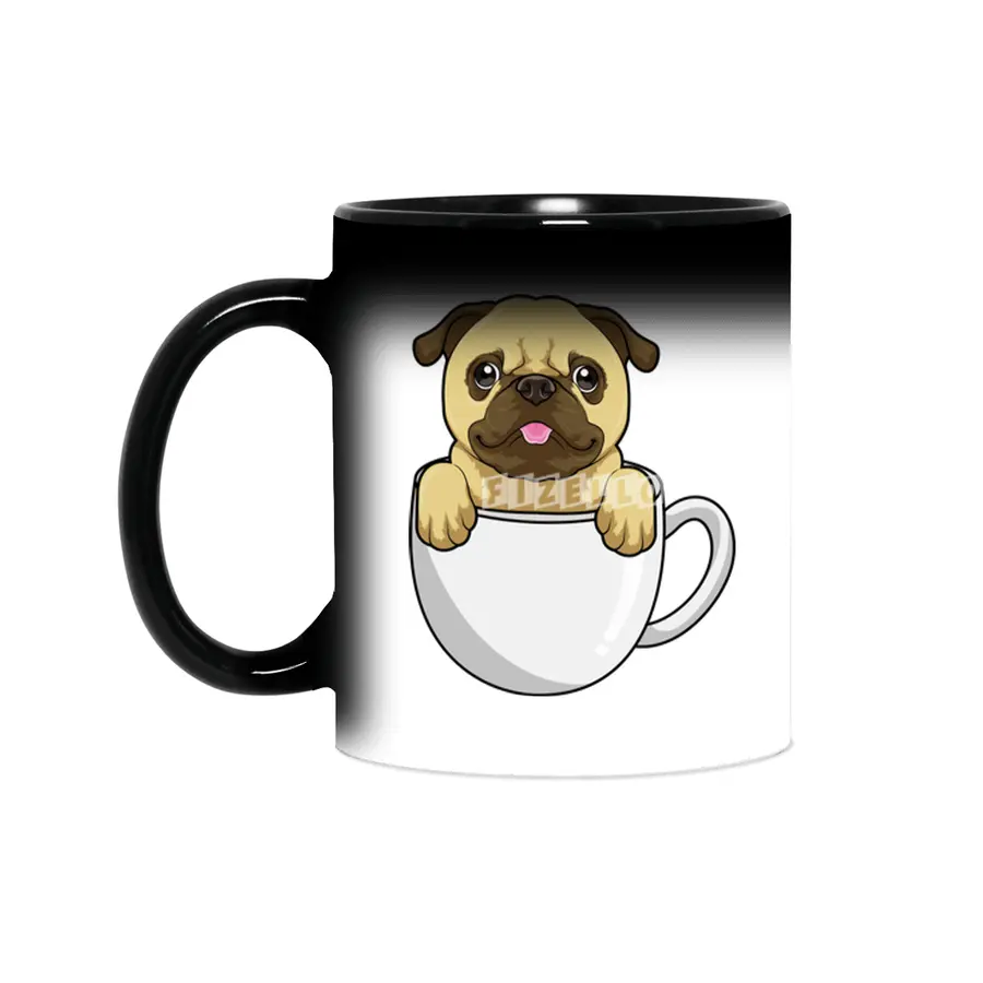 Pug with Cup of Coffee Sihirli Kupa
