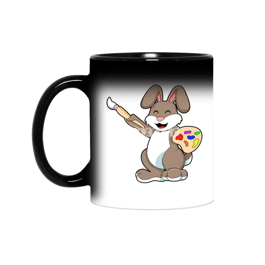 Rabbit as Painter with Brush & Paint Sihirli Kupa