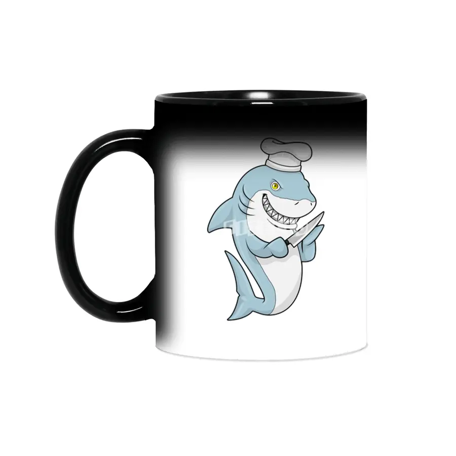 Shark as Cook with Knife Sihirli Kupa