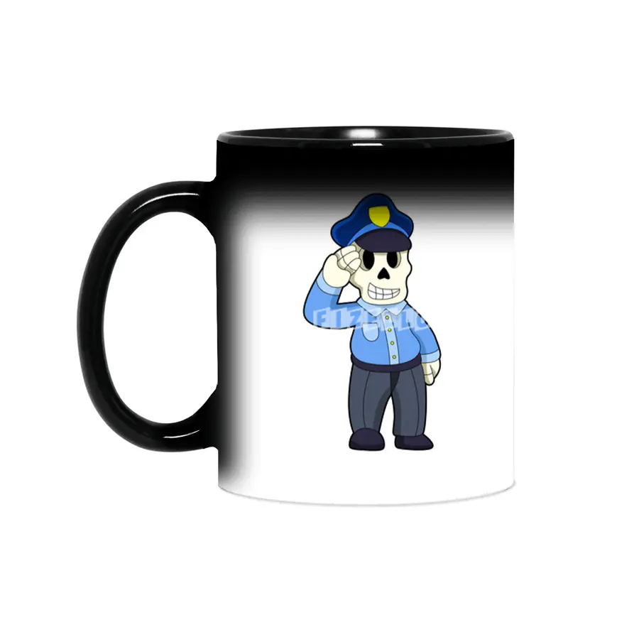 Skeleton as Police officer with Police hat Sihirli Kupa
