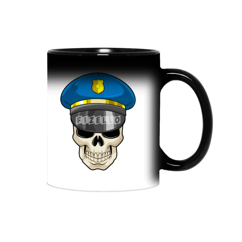 Skull as Police officer with Police hat Sihirli Kupa