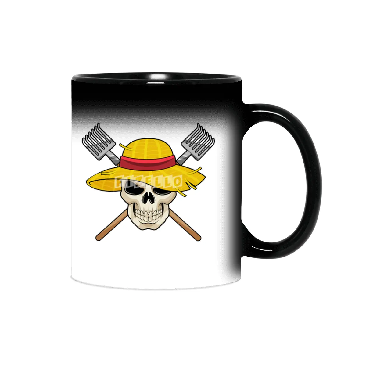 Skull with Hat as Farmer with Rake Sihirli Kupa