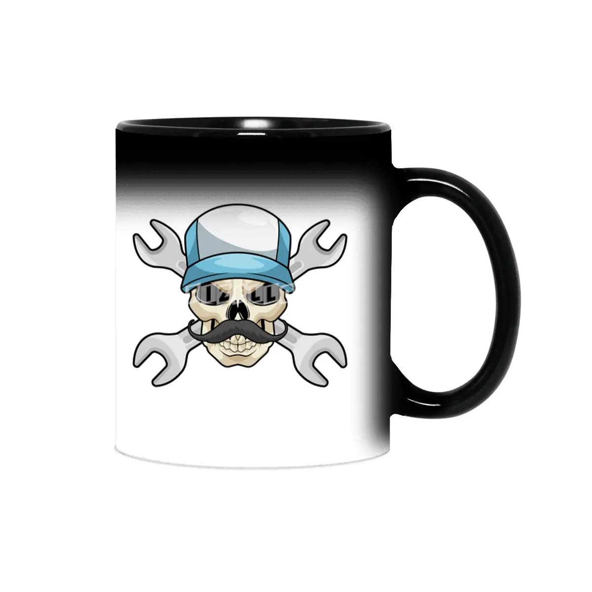 Skull with Mustache & Wrench Sihirli Kupa