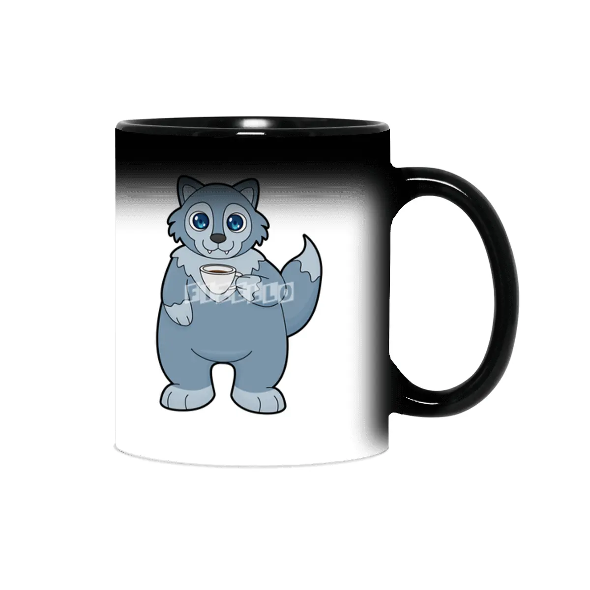 Wolf with Cup of Coffee Sihirli Kupa