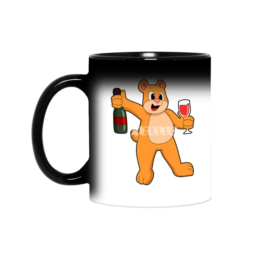 Bear with Glass of Wine & Bottle Wine Sihirli Kupa