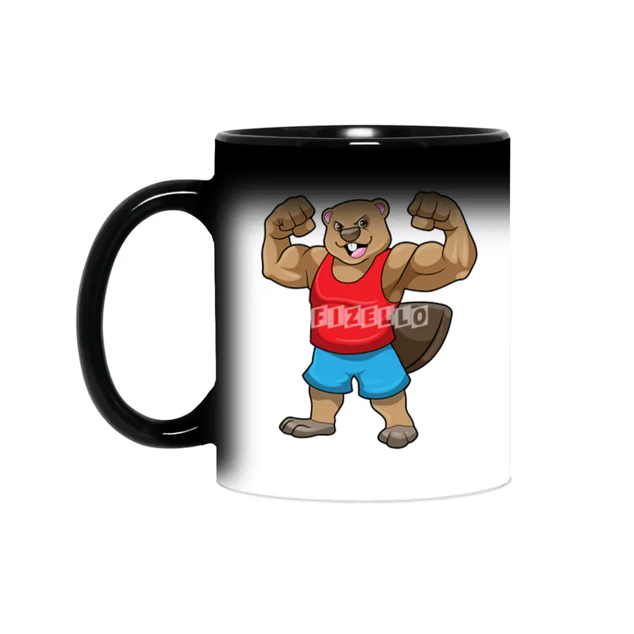 Beaver as Bodybuilder with big Upper arms Sihirli Kupa