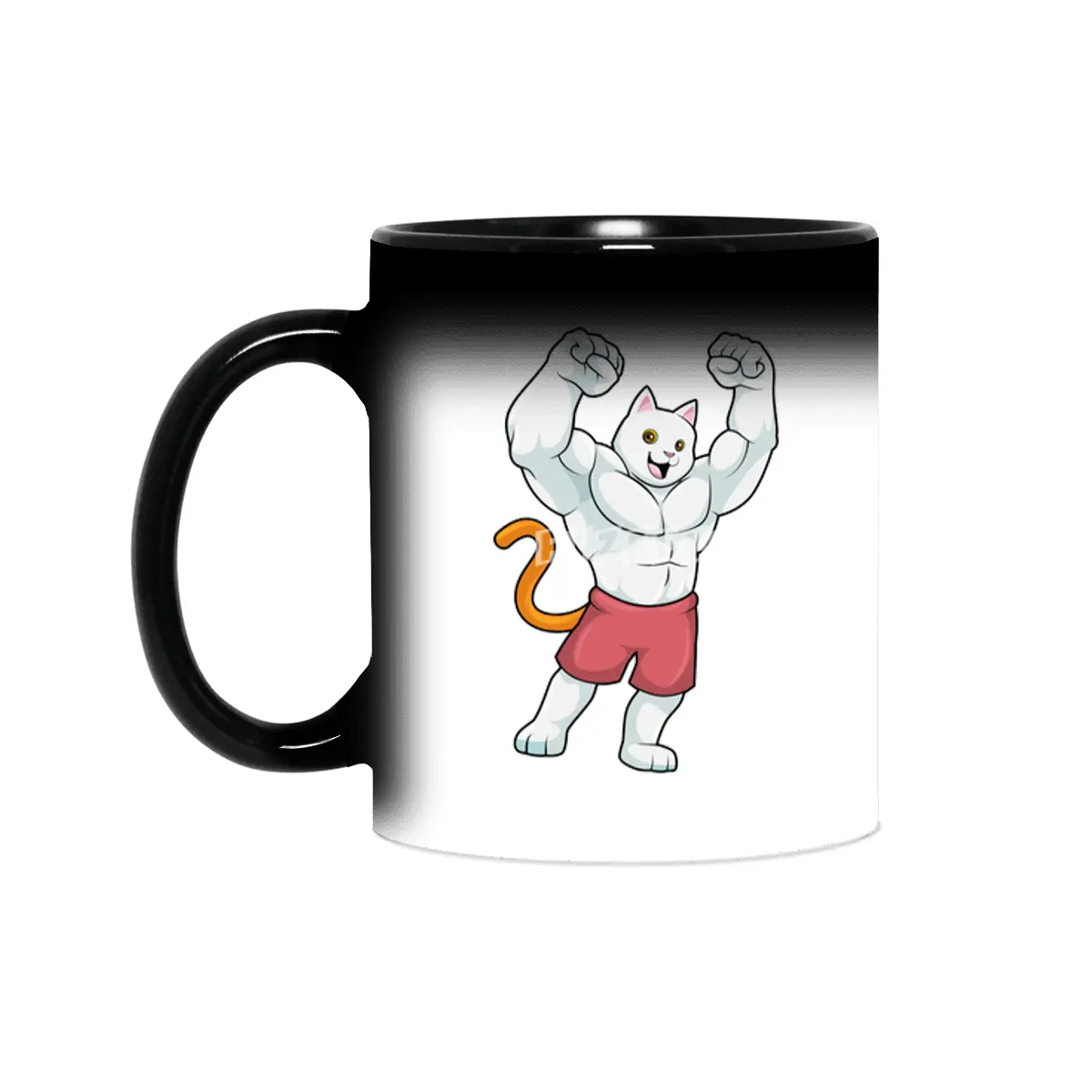 Cat as Bodybuilder with big Muscles Sihirli Kupa