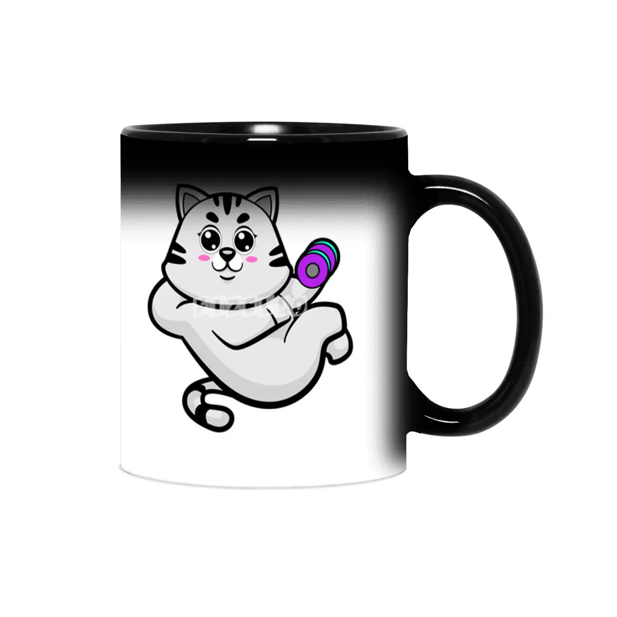 Cat as Bodybuilder with Dumbbell Sihirli Kupa