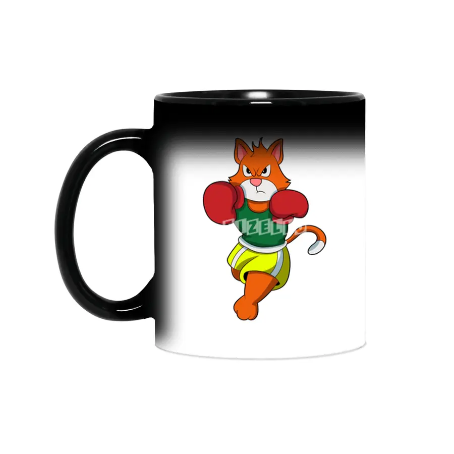 Cat as Boxer with Boxing gloves Sihirli Kupa