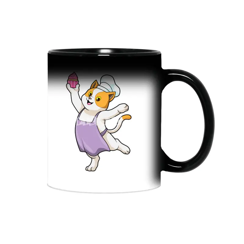 Cat as Cook with Cooking apron & Muffin Sihirli Kupa