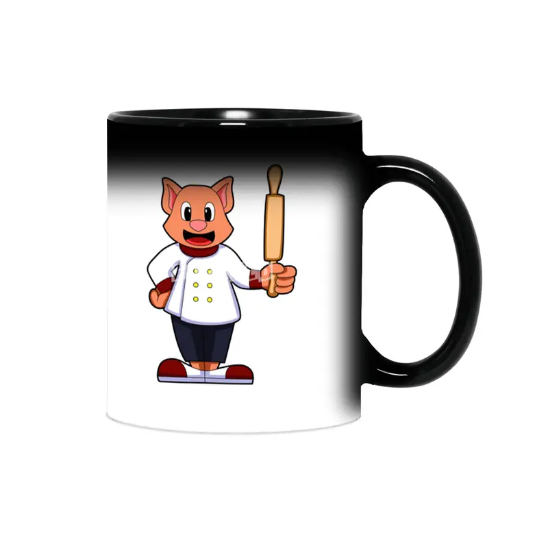 Cat as Cook with Cooking apron & Rolling pin Sihirli Kupa