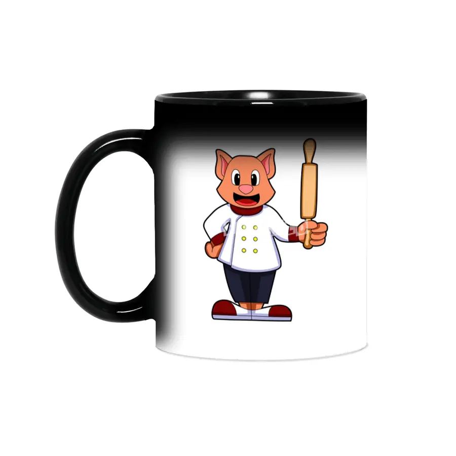 Cat as Cook with Cooking apron & Rolling pin Sihirli Kupa